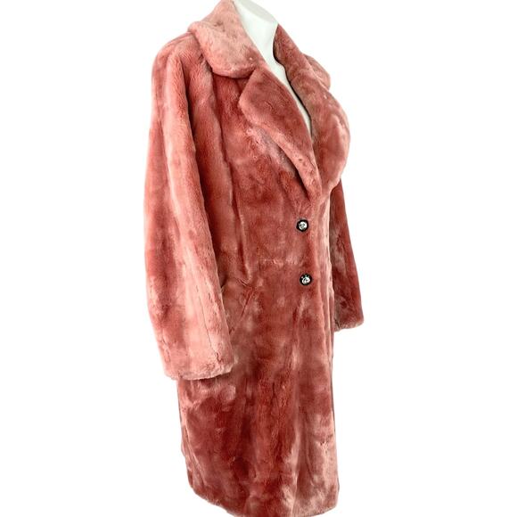 SHRIMPS Emon Pink Faux Fur Coat Crystal Buttons M UK10 US6 Rare - Picture 6 of 15